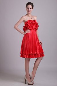 Popular Empire Knee-length Pleated Red Prom Dress Shropshire