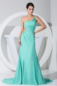 2013 Side Zipper One Shoulder Prom Dress with Cutout On Waist