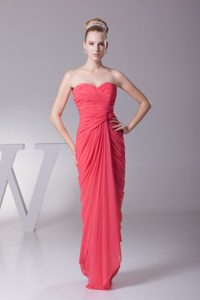 Sweetheart Watermelon Chiffon Prom Gowns with Ruche in Bathurst