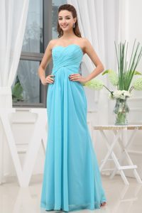 Brand New Chiffon Aqua Blue Ruched Prom Dress under 150