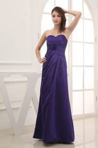 Purple Sweetheart Ankle-length Bridesmaid Dress with Hand Flowers