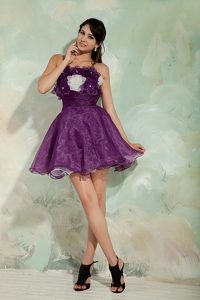 Organza Puffy Dark Purple Prom Cocktail Party Dresses Online