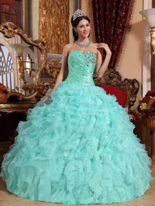 Apple Green Sweetheart Quinceanera Dress with Beading and Ruffles
