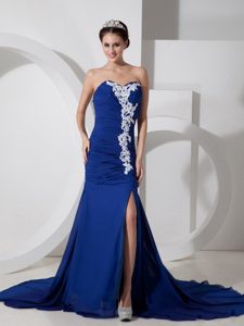 Low Price Slitted Appliqued Court Train Prom Dress Online Stores