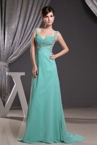 Straps Ruched Beaded Turquoise Prom formal Dress in Norfolk