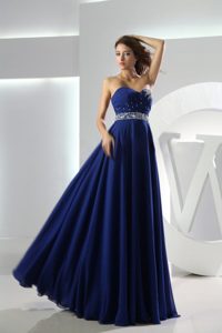Cheap Empire Sweetheart Beaded Royal Blue Long Prom Dress