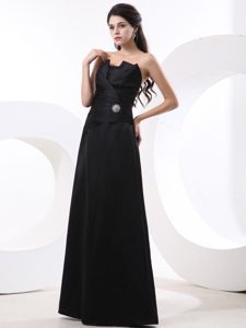 New Floor-length Black Ruched Beaded Derbyshire Prom Dress