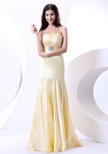 Strapless Light Yellow Beaded Prom Party Dress in Cheshire