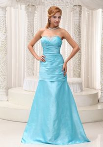 Popular Brush Train Aqua Blue Long Prom Party Dress Online