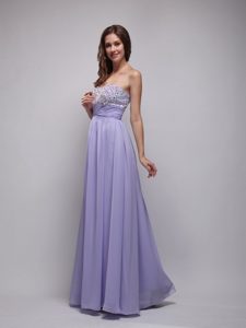 2013 Latest Empire Strapless Beaded Lilac Long Prom Dresses