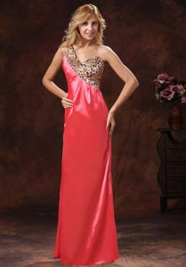 Discount Watermelon Asymmetrical Prom Maxi Dress with Leopard Print