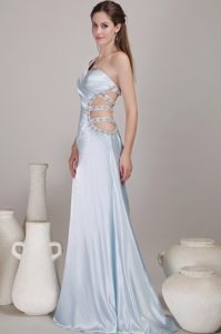 Light Blue Column One Shoulder Prom Party Dress with Cutout Straps