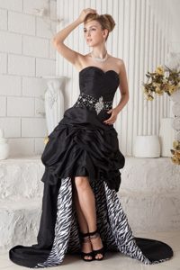 Wholesale Zebra Print Pick-Ups Beaded Black Prom Gown Dress