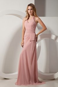 2013 New Ruches Halter Brush Train Prom formal Dress in Light Pink