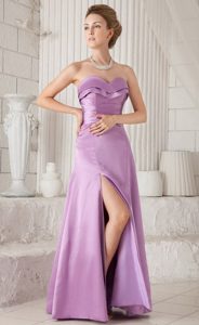 Lavender Floor Length Prom Pageant Dress with High Slit Strapless