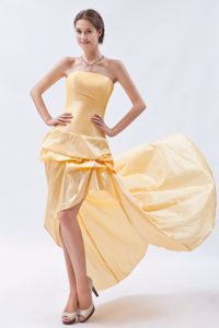 Pick ups Accent Gold Taffeta Strapless Prom Dama Dresses on Sale