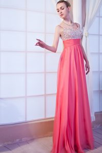 Empire Spaghetti Straps Brush Train Prom Holiday Dress Hot Pink