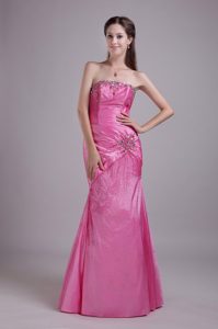 Discount Strapless Beaded Rose Pink Prom Dress in Englewood