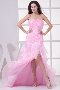 Cheap Slitted Sweetheart Pink Prom Dress for Girls Brush Train