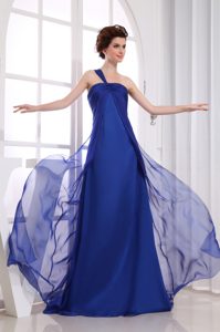 Royal Blue Column One Shoulder Prom Celebrity Dress Floor Length