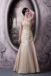 A-line Halter Top Floor-length Champagne Prom Gowns in Arizona