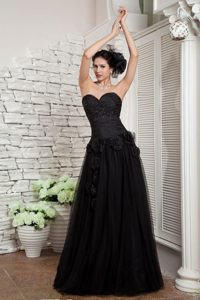 Black Sweetheart Prom Holiday Dress with Beading and Flowers 2014