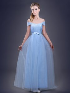 Popular Off the Shoulder Sleeveless Ruching and Bowknot Lace Up Quinceanera Court of Honor Dress