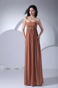 Empire Strapless Floor-length Prom Graduation Dress in Brown