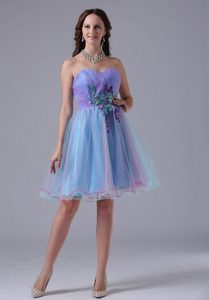 Multi-color Sweetheart Short Prom Gown With Appliques and Ruching