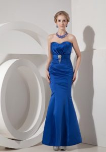 Modest Royal Blue Ankle-length Mermaid Sweetheart Prom Dress
