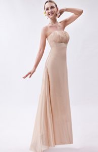 Simple Empire Strapless High-low Chiffon Ruch Prom Dress