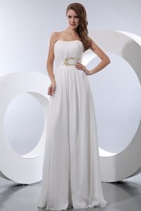 Hot Springs AR Beaded and Ruched White Chiffon Prom Evening Dress