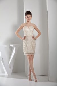 Champagne V-neck Lace Mini-length Prom Gown Dress in Sedona AK