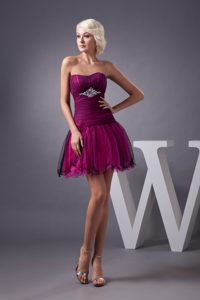 Beaded and Ruched Prom Dresses in Black and Hot Pink Organza