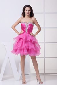 Beaded and Ruffled Hot Pink Mini Prom Dresses in Auburn AL 2013