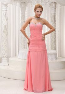 Beaded Decorated Prom Mother of the Bride Dress in Watermelon Red