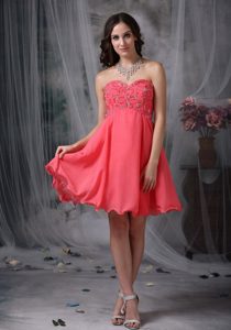 Super Hot Beading Prom Cocktail Dress in Coral Red with Princess