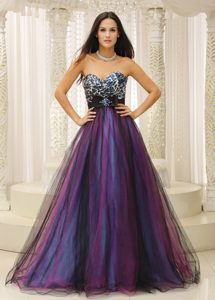 Colorful Printing A-line Prom Nightclub Dress with Beaded Bow