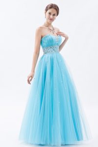 Cute Princess Baby Blue Prom Celebrity Dress with Rhinestones