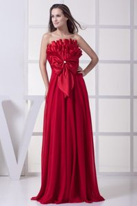 Pretty Wine Red Ruffled Prom Dress with Bowknot Zipper-up
