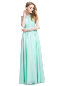 Turquoise Sleeveless Appliques Floor Length Evening Dress