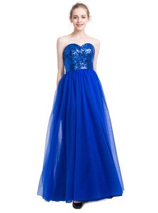 Royal Blue Homecoming Dress Prom and Party and For with Sequins Sweetheart Sleeveless Zipper