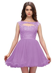 Sleeveless Zipper Mini Length Beading Prom Party Dress