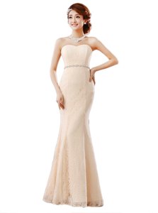 Amazing Sleeveless Zipper Floor Length Beading and Lace Prom Evening Gown