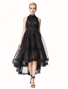 Dynamic Black Sleeveless Tulle Zipper Prom Party Dress for Prom and Party