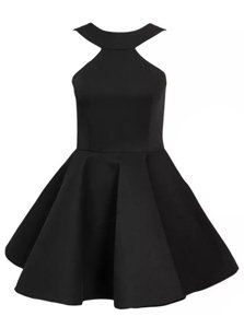 Romantic Black Homecoming Dress For with Beading Halter Top Sleeveless Zipper