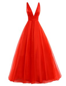 Graceful Coral Red Sleeveless Pleated Zipper