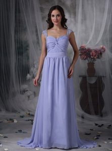 Pretty Lilac Empire Prom Dress with Beading and Ruche
