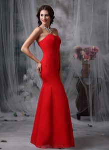 Fashionable Red Prom Dress Mermaid Style with Chiffon