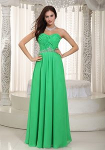 Spring Green Sweetheart Ruching and Beading Prom Dress